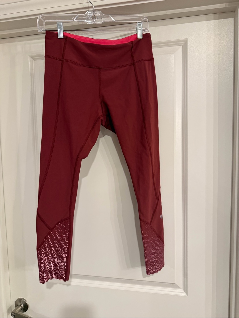 lululemon athletica Burgundy Leggings with Mesh Hem